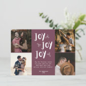 ジョイニューリューフォトコラージュレッドホリークリスマス シーズンカード (スタンド正面)