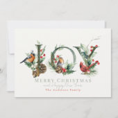 ジョイパインコーンレッドベリーバードクリスマス シーズンカード (正面)