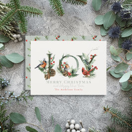 ジョイパインコーンレッドベリーバードクリスマス シーズンカード