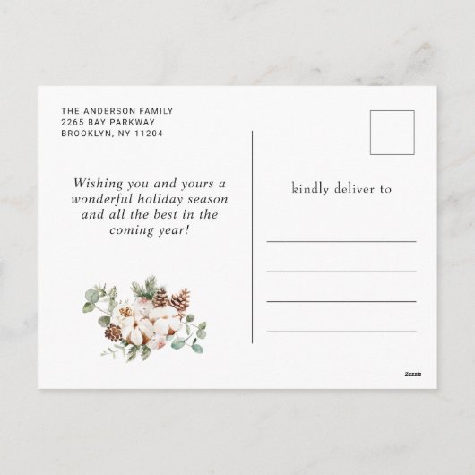 ジョイパインコーンFirリースクリスマス3写真 シーズンポストカード (裏面)