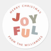ジョイパステルはっきりしたカラーズクリスマス&名前をカスタムする ラウンドシール (正面)