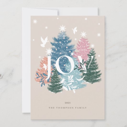 ジョイパステルウォーターカラークリスマスツリーフォレスト&ドーブ シーズンカード (正面)