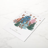 ジョイパステルウォーターカラークリスマスツリーフォレスト&ドーブ 箔シーズンカード (回転した状態)