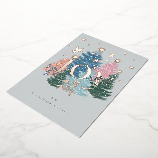 ジョイパステルウォーターカラークリスマスツリーフォレスト&ドーブ 箔シーズンカード (回転した状態)