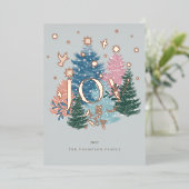 ジョイパステルウォーターカラークリスマスツリーフォレスト&ドーブ 箔シーズンカード (立ち正面)