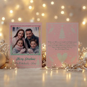 ジョイパステルピンクグリッターフォトフラットホリデーカード シーズンカード