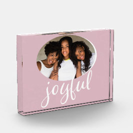 ジョイパステルピンクスクリプトクリスマスホリデー フォトブロック