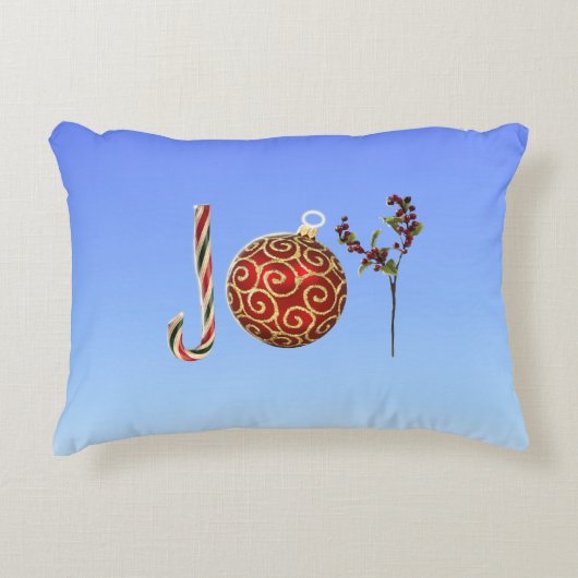 ジョイパーソナライズされたキャンディーオーナメントホリー アクセントクッション (正面)