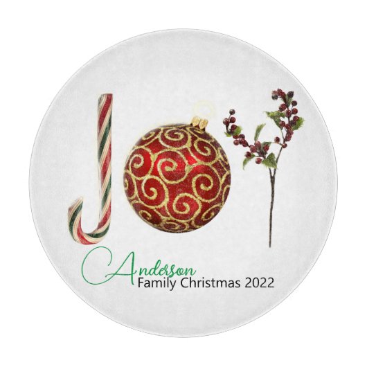 ジョイパーソナライズされたキャンディーオーナメントホリー カッティングボード (正面)