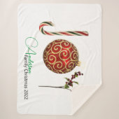 ジョイパーソナライズされたキャンディーオーナメントホリー シェルパブランケット (正面)