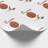 ジョイパーソナライズされたキャンディーオーナメントホリー ラッピングペーパー (角)