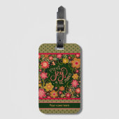 ジョイパーソナライズされたジャーナスインスピリシティフローラ ラゲッジタグ (正面縦)
