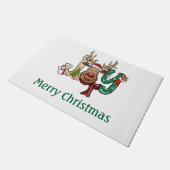 ジョイパーソナライズされたトインデアおもしろいクリスマスホリデー ドアマット (アングル)
