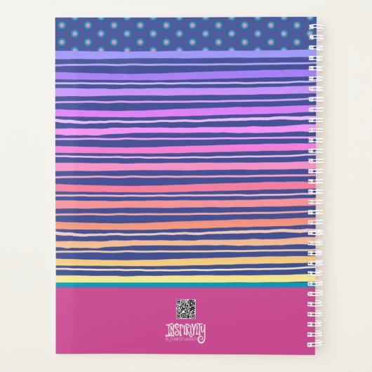 ジョイパーソナライズされたネームかわいらしピンクフローラストライプ プランナー手帳 (裏面)