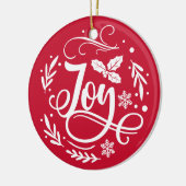ジョイパーソナライズされたファミリーネームクリスマスホリデー セラミックオーナメント (左)