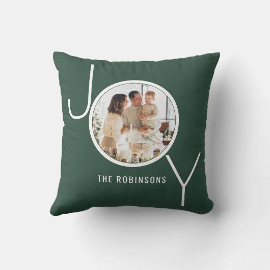 ジョイパーソナライズされたフォトクリスマスホリデーレッドグリーン クッション (裏面)