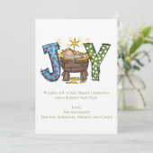 ジョイパーソナライズされたベビーイエズス宗教的なクリスマス シーズンカード (スタンド正面)