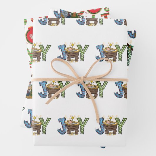 ジョイパーソナライズされたベビーイエズス宗教的なクリスマス ラッピングペーパーシート (インサイチュ)