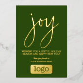 ジョイビジネスクリスマスグリーティング葉グリーン金ゴールド 箔シーズンカード (正面)