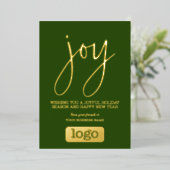 ジョイビジネスクリスマスグリーティング葉グリーン金ゴールド 箔シーズンカード (立ち正面)