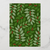 ジョイビジネスクリスマスグリーティング葉グリーン金ゴールド 箔シーズンカード (裏面)