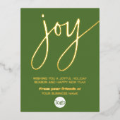 ジョイビジネスクリスマスグリーティング葉グリーン金ゴールド 箔シーズンポストカード (正面)