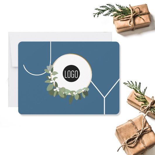 ジョイビジネスロゴハッピーホリデーズダスティブルー シーズンカード