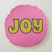 ジョイピンクとライムグリーンレトロクリスマス ラウンドクッション (正面)