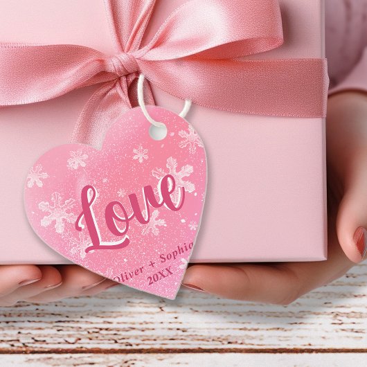 ジョイピンクスノーフレークスクリスマスホリデーギフトラベル フェイバータグ