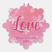 ジョイピンクスノーフレークスクリスマスホリデー オーナメントカード (裏面)