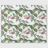 ジョイピースウォーターカラーホリーとベリー ラッピングペーパー (フラット)