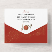 ジョイファミパーソナライズされたリーの写真クリスマスカード オールインワン招待状 (裏面)