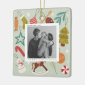 ジョイファミリーフォトクリスマスホリデー葉書 セラミックオーナメント (左)