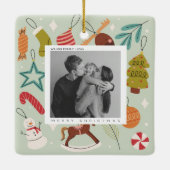 ジョイファミリーフォトクリスマスホリデー葉書 セラミックオーナメント (裏面)