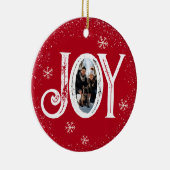 ジョイファミリーフォトスノーフレークスレッドクリスマス セラミックオーナメント (右)
