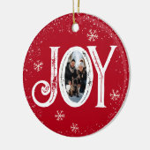 ジョイファミリーフォトスノーフレークスレッドクリスマス セラミックオーナメント (左)
