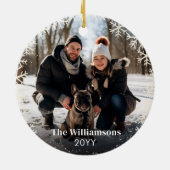 ジョイファミリーフォトスノーフレークスレッドクリスマス セラミックオーナメント (裏面)