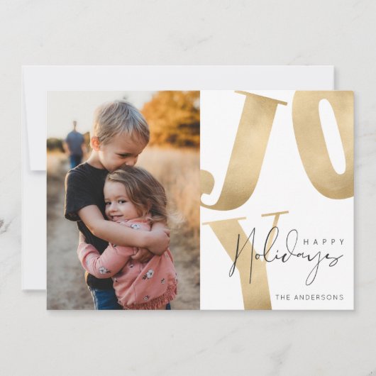 ジョイファミリーフォトハッピーホリデーズクリスマス シーズンカード (正面)