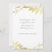 ジョイファミリーフォト金ゴールドホワイトボタニッククリスマス シーズンカード (裏面)