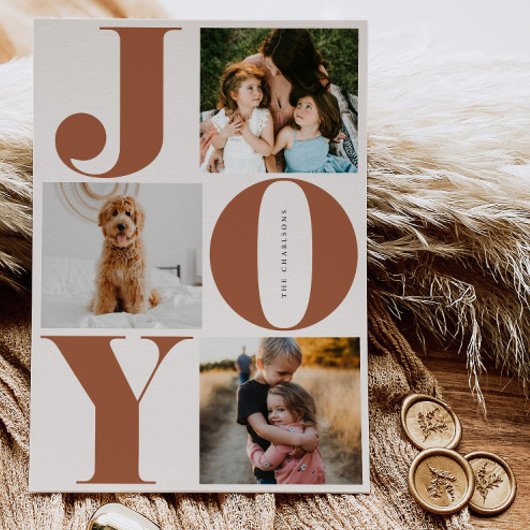 ジョイファミリーホリデーコラージフォトカード シーズンカード