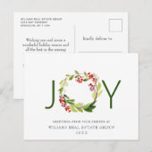 ジョイフェスティバルホリーベリークリスマスグリーティングホリデー ポストカード (正面/裏面)