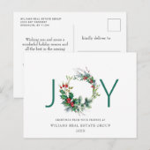 ジョイフェスティバルホリーベリークリスマスグリーティングホリデー ポストカード (正面/裏面)