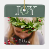 ジョイフォトホリデーパーソナライズされたクリスマス セラミックオーナメント (裏面)
