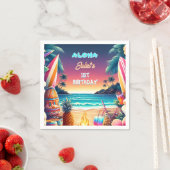 ジョイフラルアウ(ハワイ式宴会)サーフアロハハワイの1歳 スタンダードカクテルナプキン (インサイチュ)