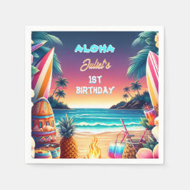 ジョイフラルアウ（ハワイ式宴会）サーフアロハハワイの1歳 スタンダードカクテルナプキン
