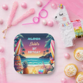 ジョイフラルアウ(ハワイ式宴会)サーフアロハハワイの1歳 ペーパープレート (パーティー)