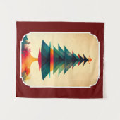 ジョイフルクリスマスツリー幾何学的アートデザイン タペストリー (正面(横))