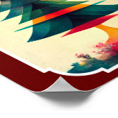 ジョイフルクリスマスツリー幾何学的アートデザイン ポスター (角)