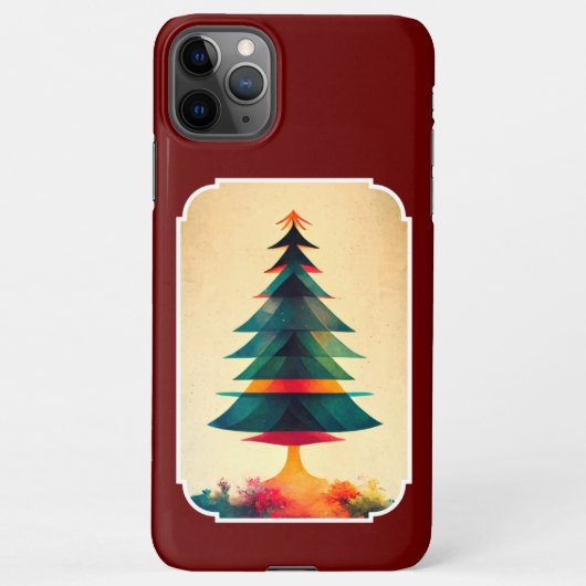 ジョイフルクリスマスツリー幾何学的アートデザイン iPhoneケース (裏面)