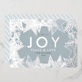 ジョイフロステッド雪片シルバーフォイルホリデーカード 箔招待状